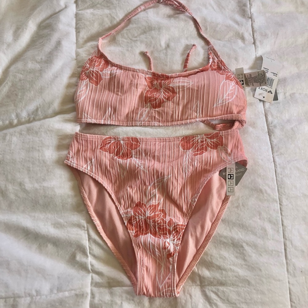 nwt roxy floral bikini (top L, bottom M)